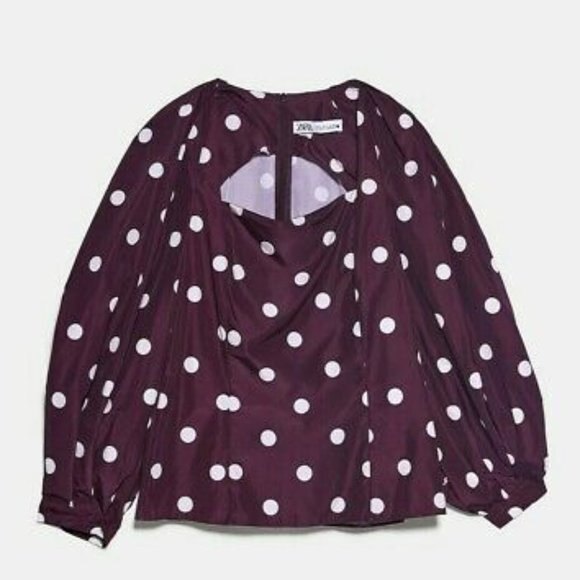 Zara Polka Dots Puff Sleeve Taffeta Blouse (NWT) - Picture 6 of 6